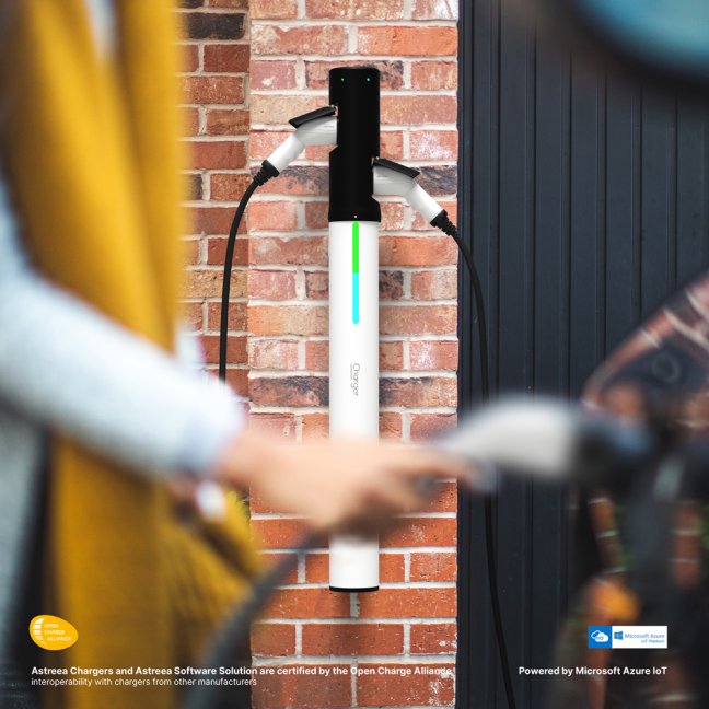 Astreea® WALLBOX  Charger 2 x 22kW - dobíjecí stanice nástěnná - Nabíjecí kabel:: 2 x 4 m 11kW, MID elektroměr:: ano 2x
